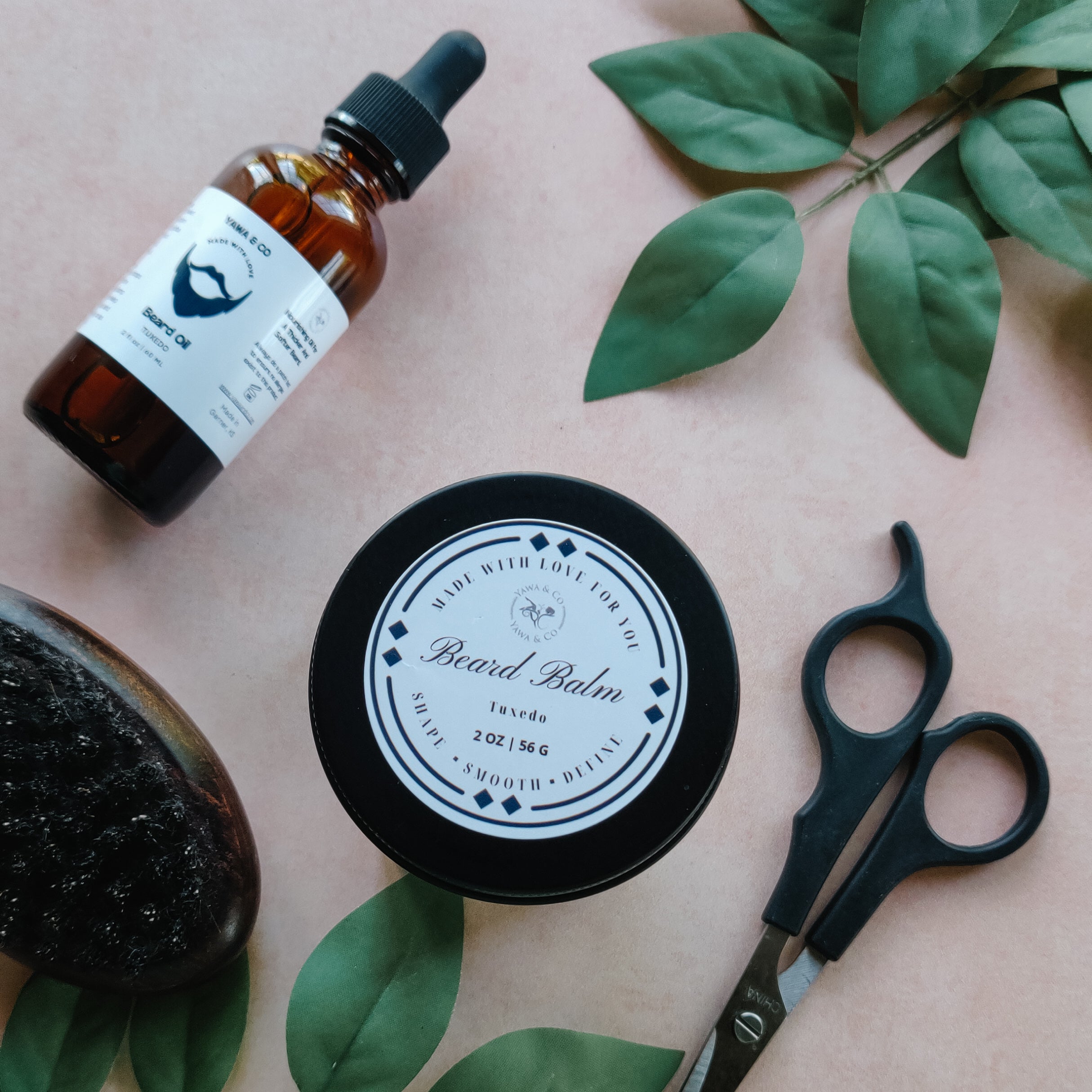 Tuxedo Beard Balm in a stylish tin, crafted to condition and tame facial hair, offering a refined scent and a polished look for the modern gentleman.