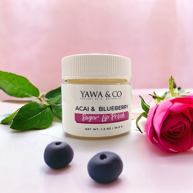 Acai Blueberry Sugar Lip Polish by Yawa & Co - Natural Exfoliating Lip Scrub