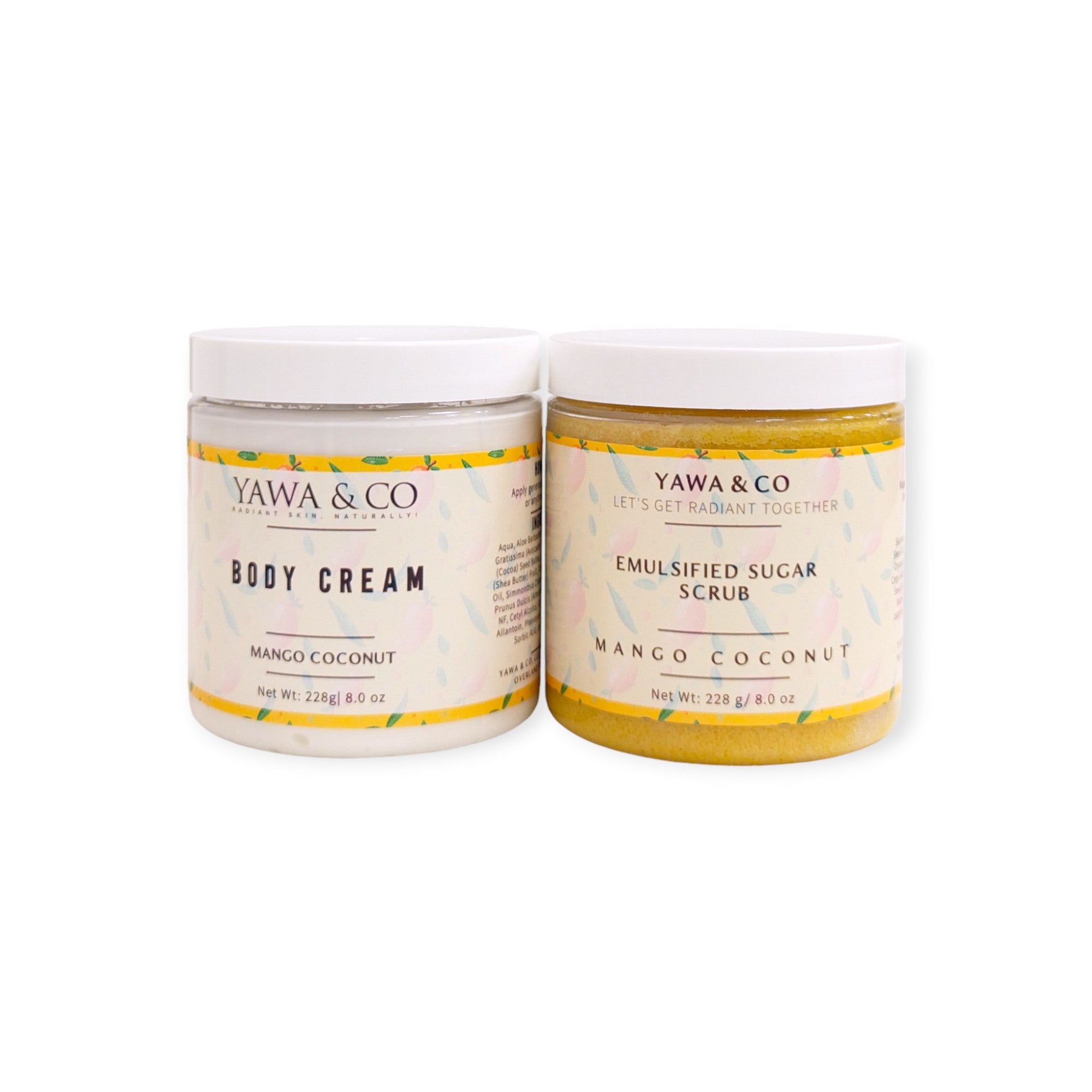 Mango coconut body cream and sugar scrub bundle by YAWA & CO