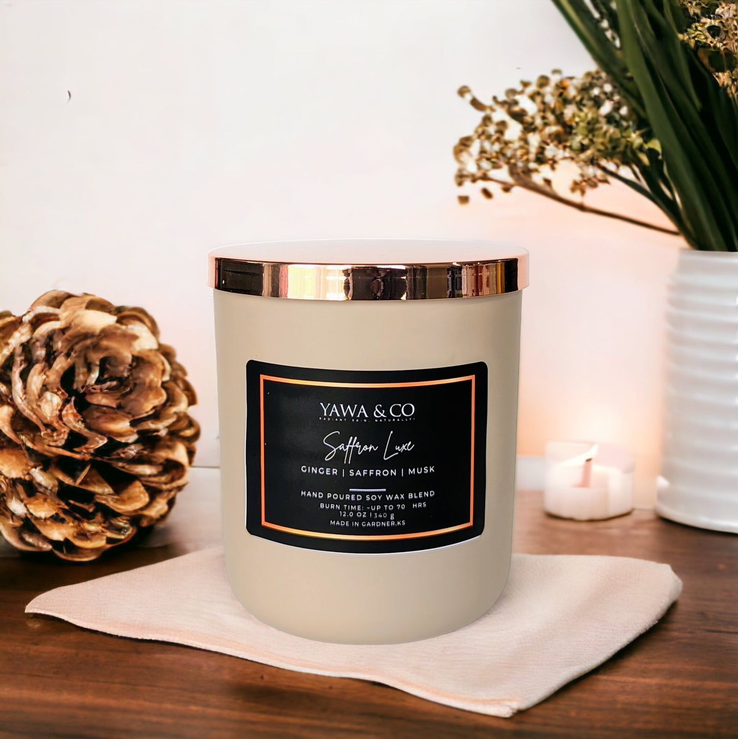 Saffron Luxe | Wooden Wick Candle